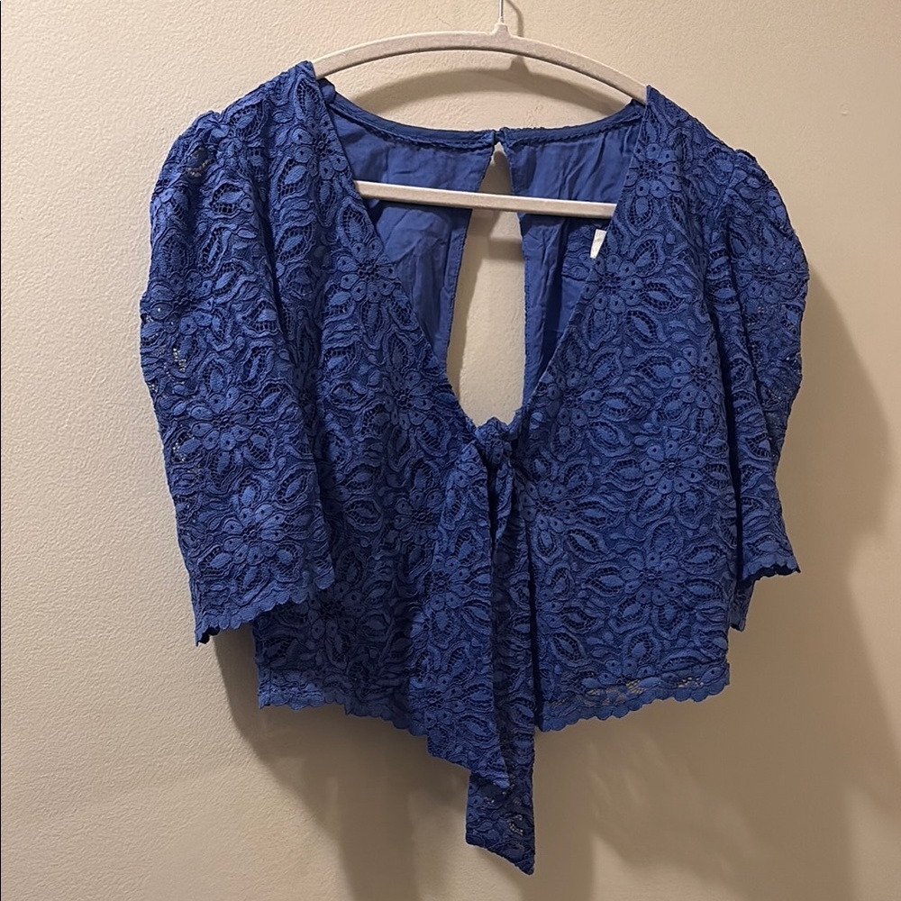 Anthropologie Blue Lace Blouse